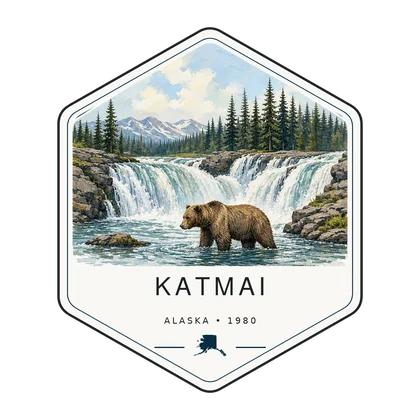 Katmai first-visit badge, National Parks Hub