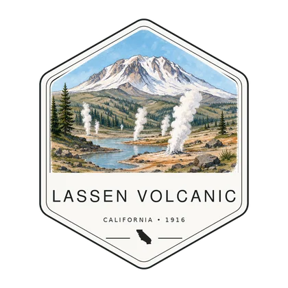 Lassen Volcanic first-visit badge, National Parks Hub