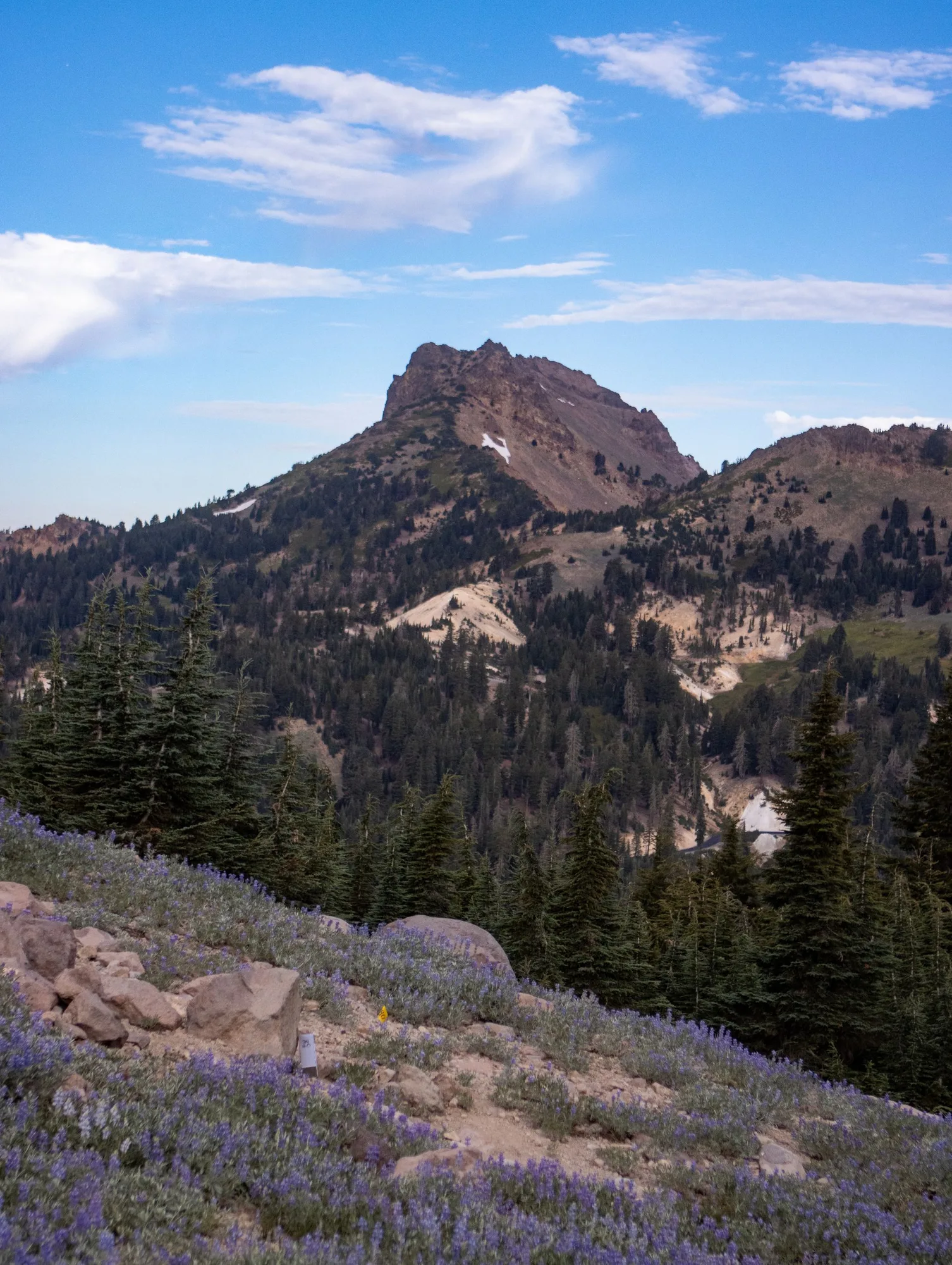 Volcanic peaks and terrain at Lassen Volcanic National Park, California