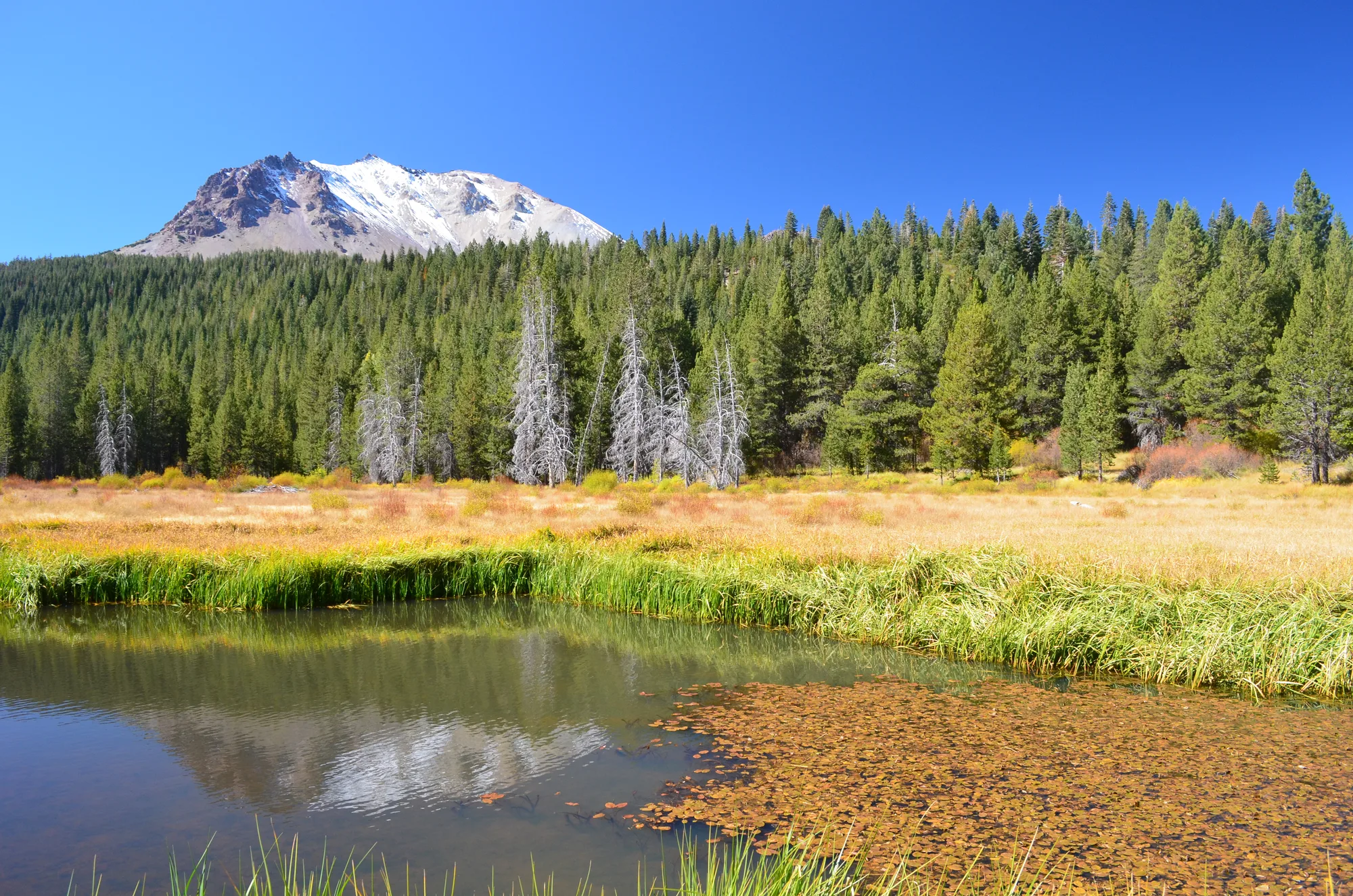Lassen Peak, the world's largest lava dome, rising over Lassen Volcanic National Park