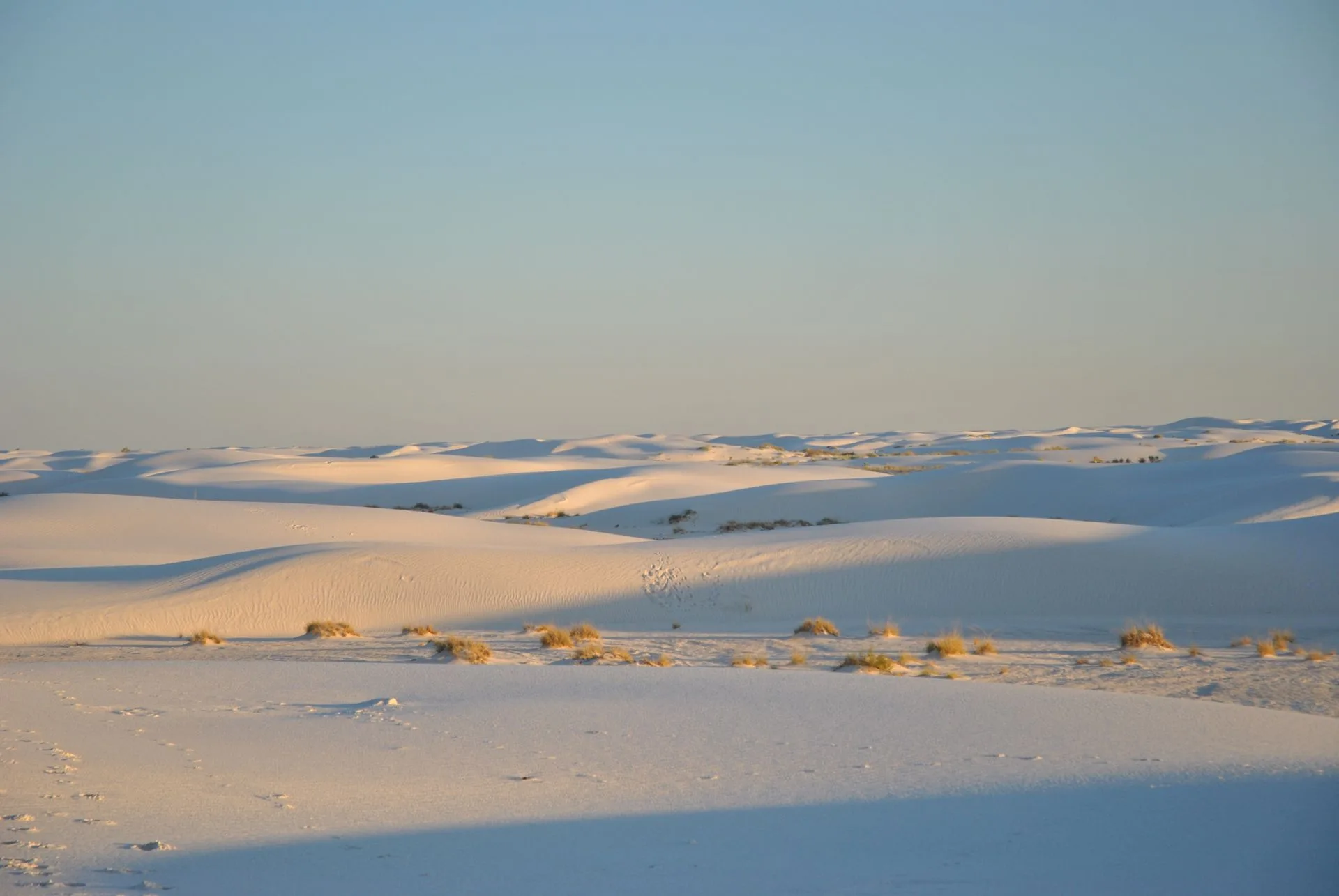 Desert landscape near White Sands National Park, close to the site of the 1945 Trinity nuclear test