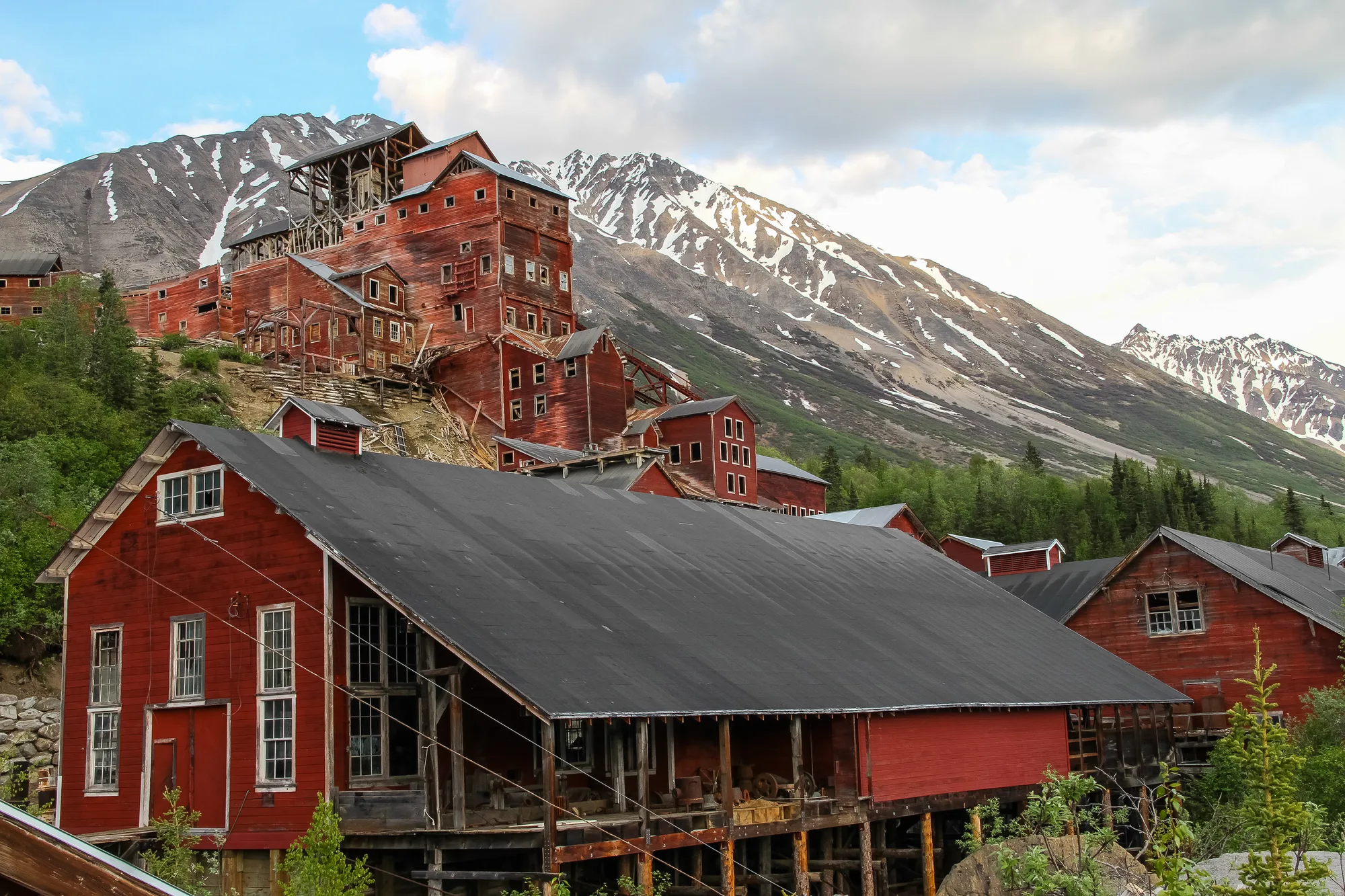 The historic Kennecott copper mill building in Wrangell-St. Elias National Park, Alaska